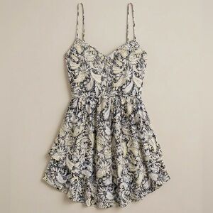 Billabong Cream & Black Paisley Spaghetti-Strap Mini Dress
